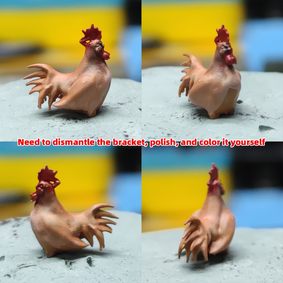 3D Printed Rooster Model Kit for Diorama